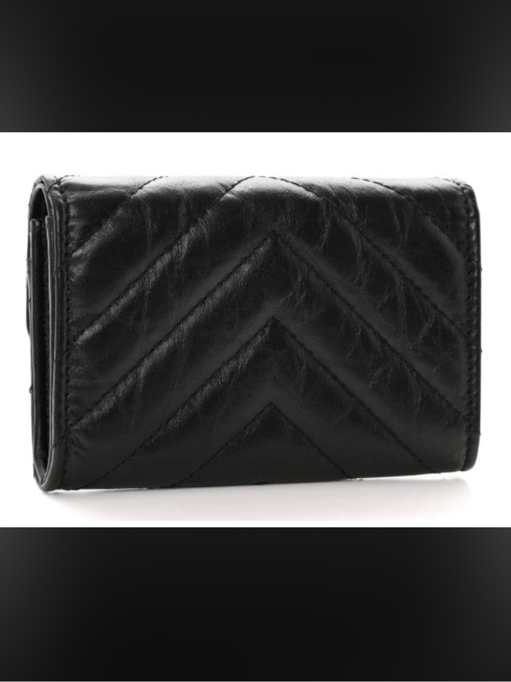 CHANEL Aged Calfskin Chevron Quilted Reissue Card Holder Wallet So Black - Picture 8 of 10